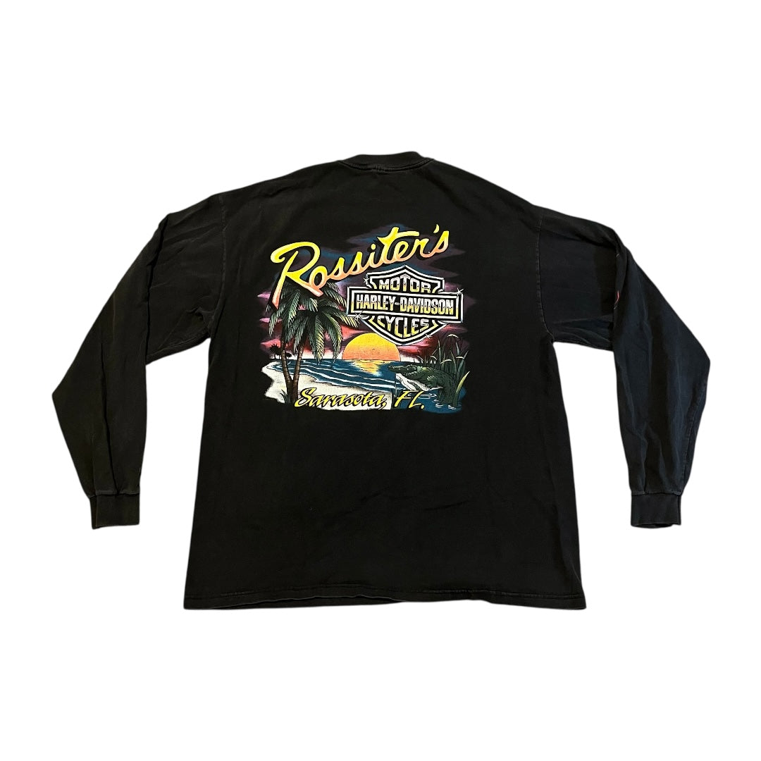 VINTAGE Harley Davidson Flames Long Sleeve T Shirt (XL)