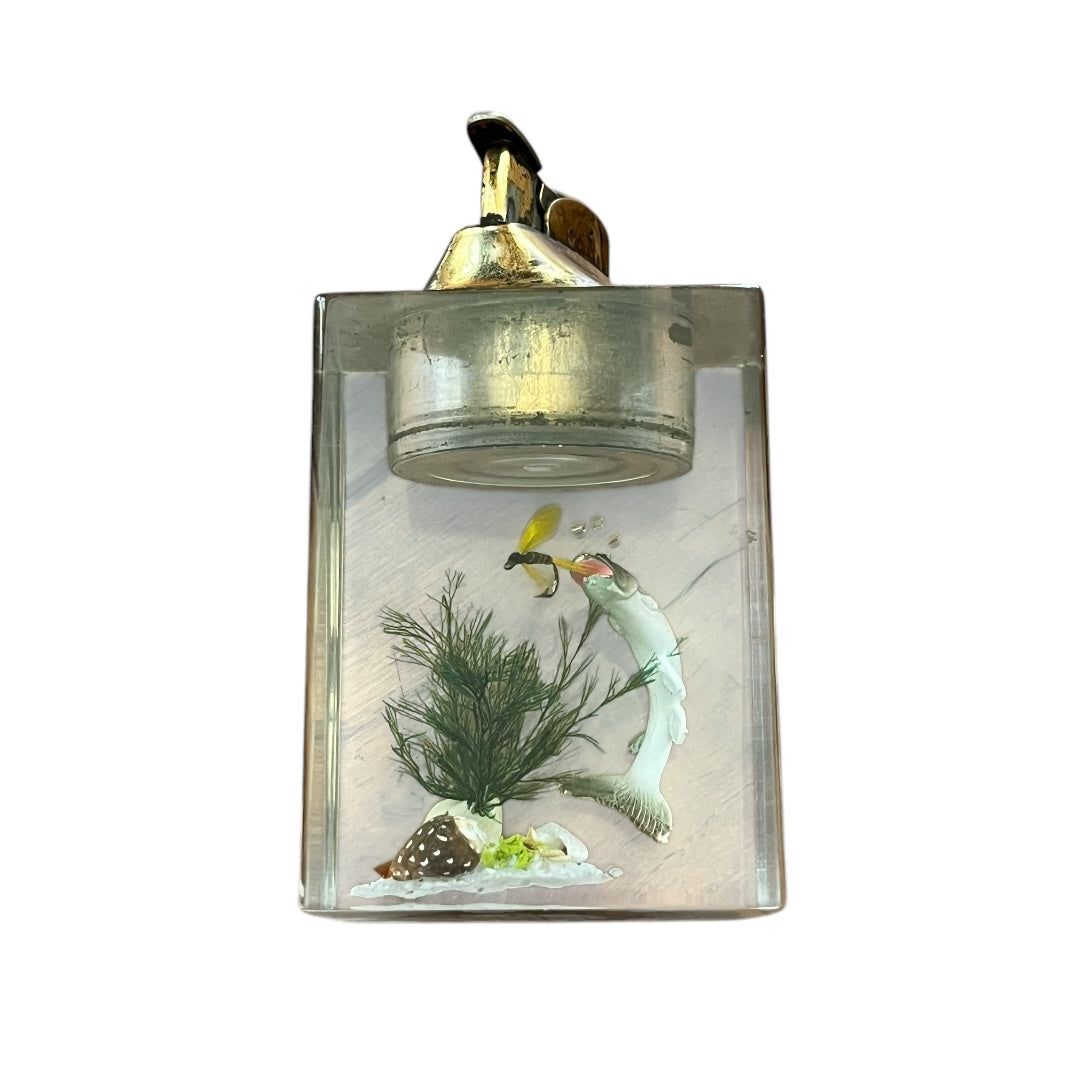 VINTAGE Evans Clearfloat Lucite Fish & FLy Lure Table Lighter