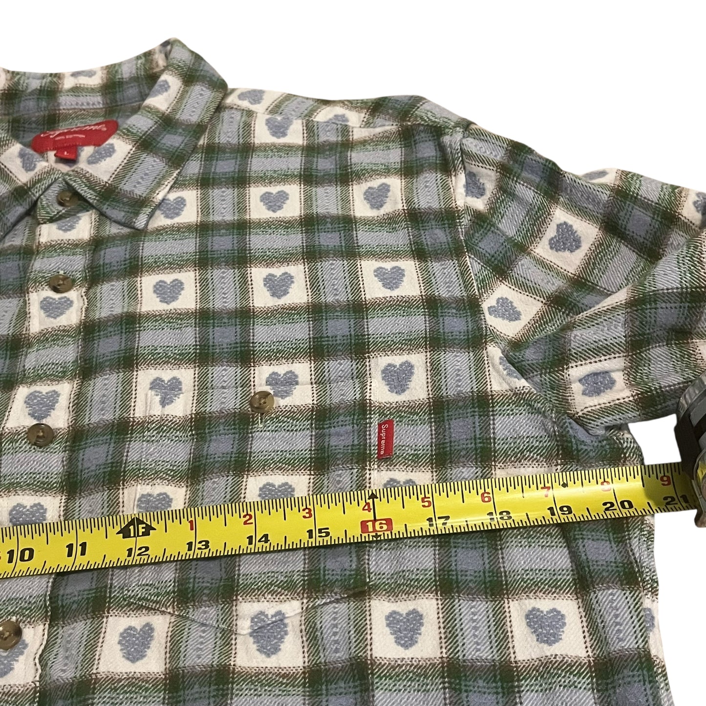 Supreme Hearts Button Down Flannel - Green (Large)