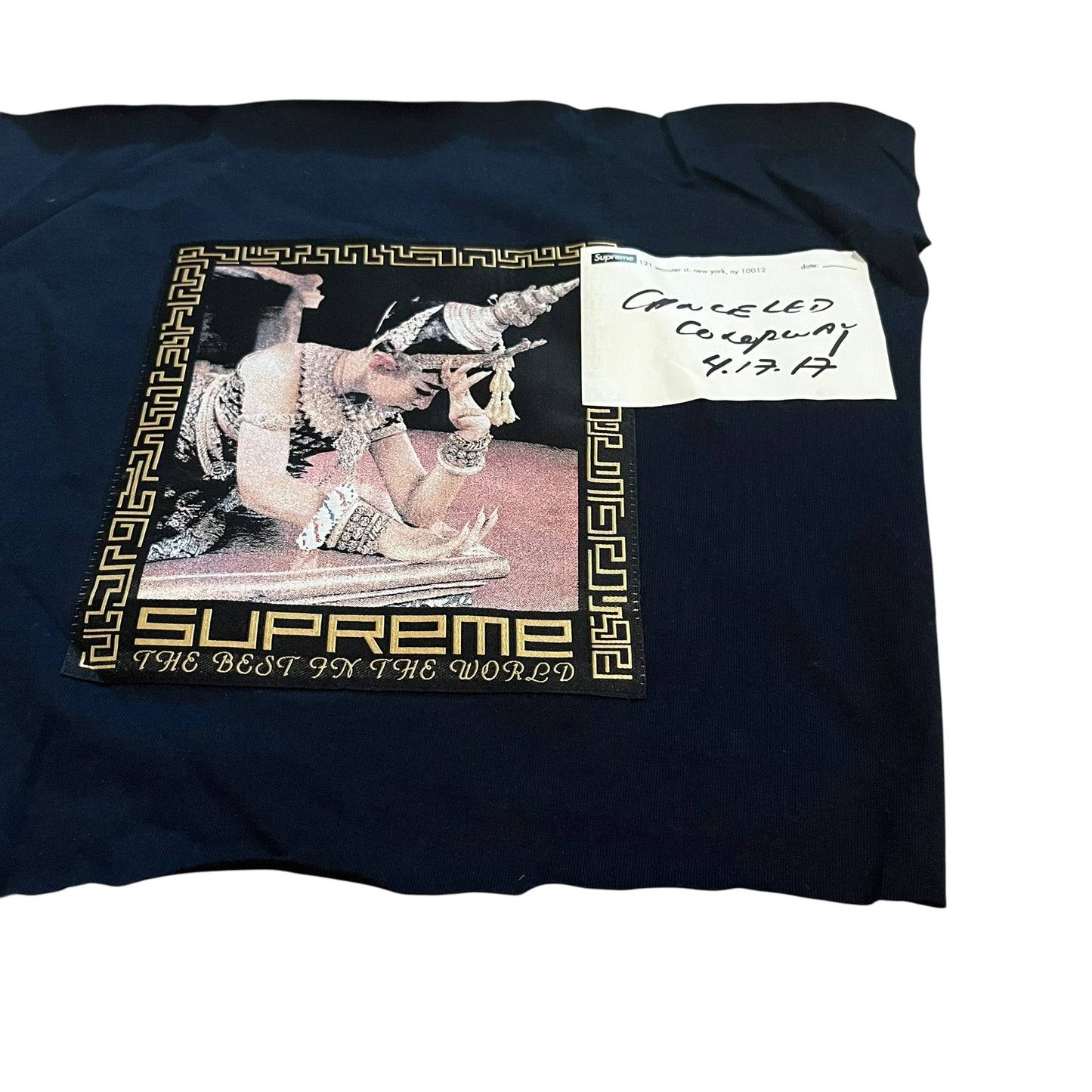 SAMPLE Supreme "Best in the World" Sample Test Print Fabric Swatch - Navy (FW17)