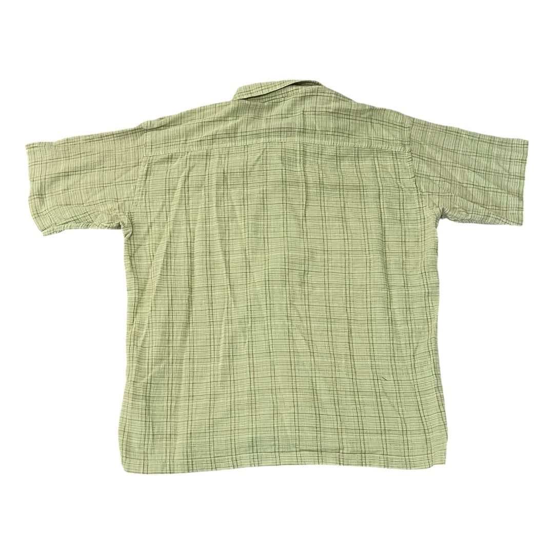 VINTAGE Patagonia Organic Cotton Plaid Button Up Shirt - Light Green (Large)