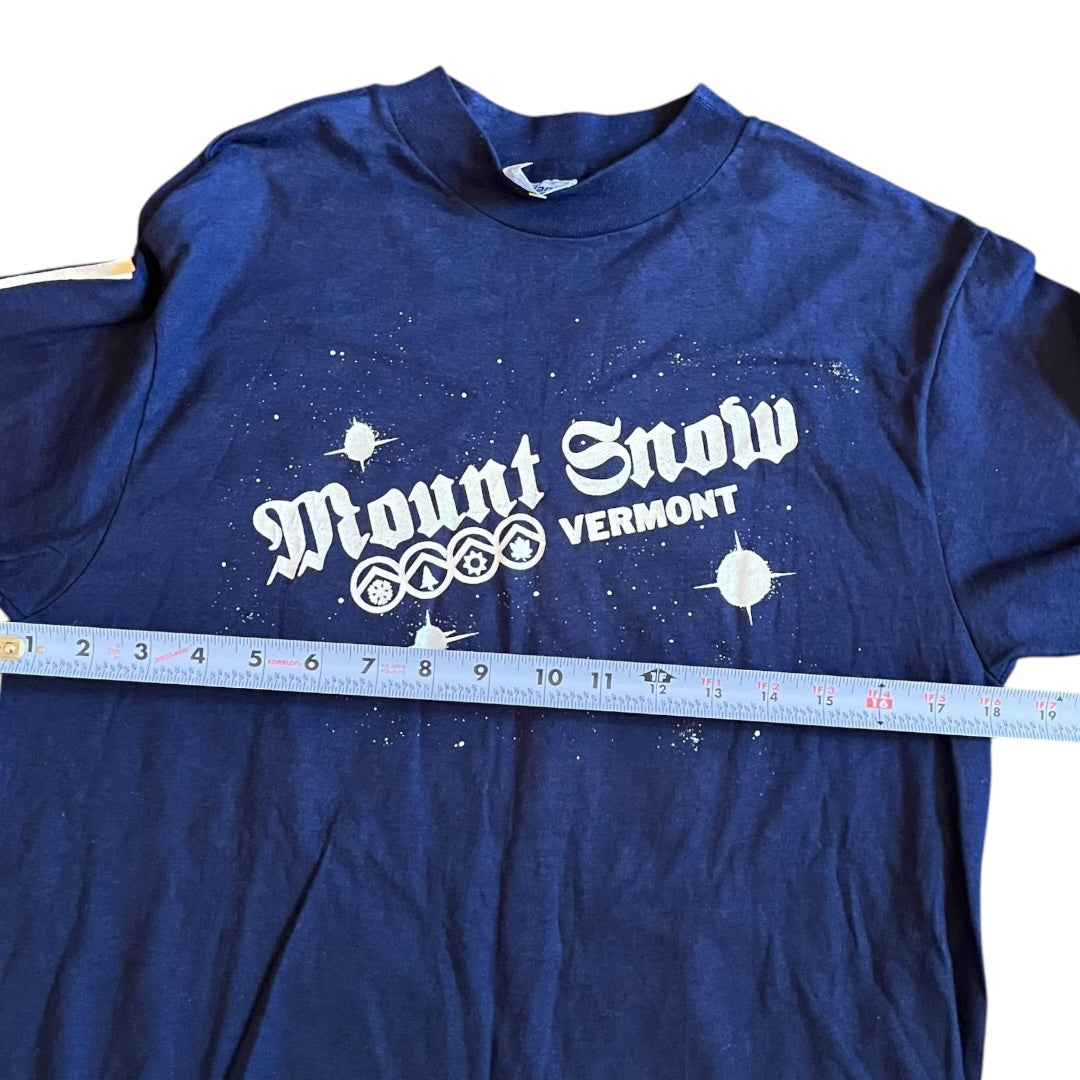 VINTAGE Mount Snow Vermont Long Sleeve T-Shirt - Navy (Medium)