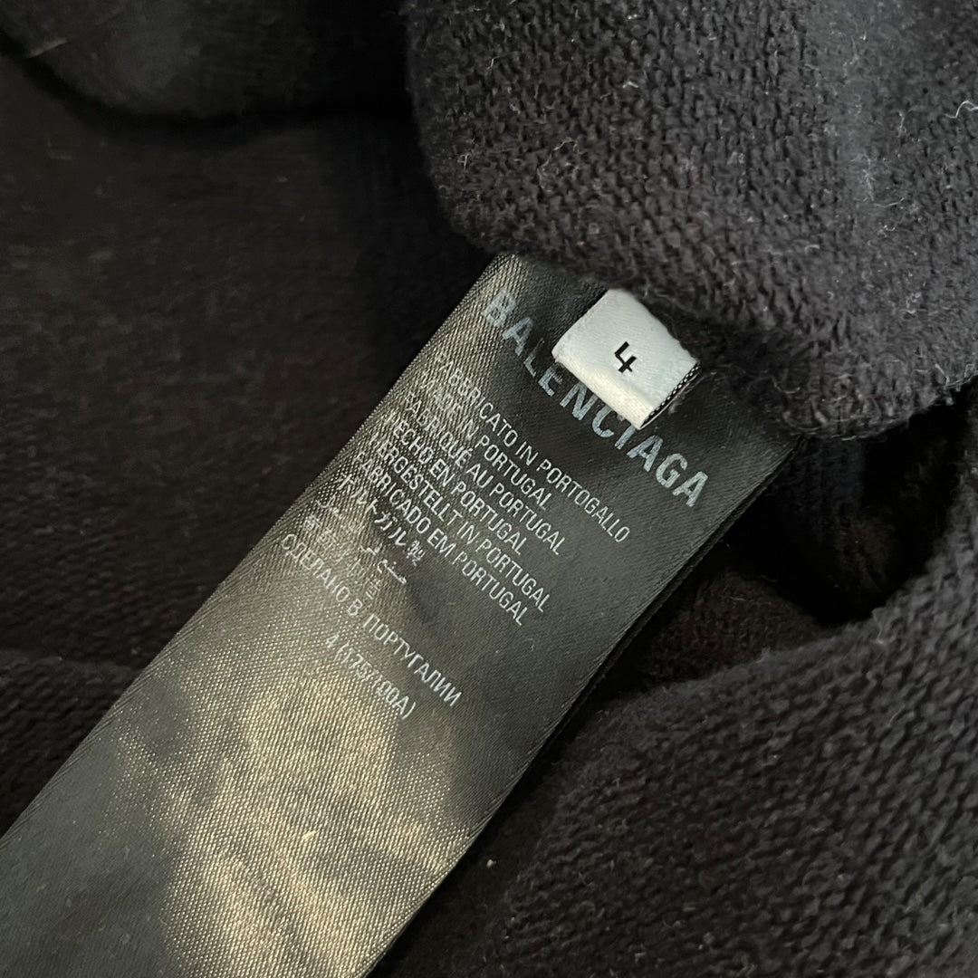 Balenciaga Distressed Oversized Script Logo Hoodie (Size 4)