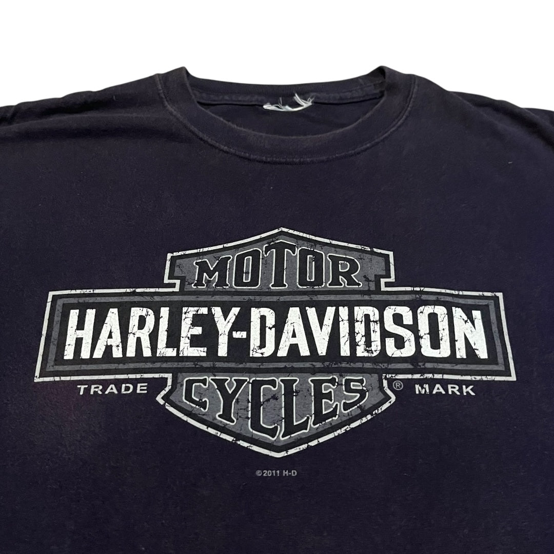 VINTAGE Harley Davidson Grey Logo T Shirt (Large)