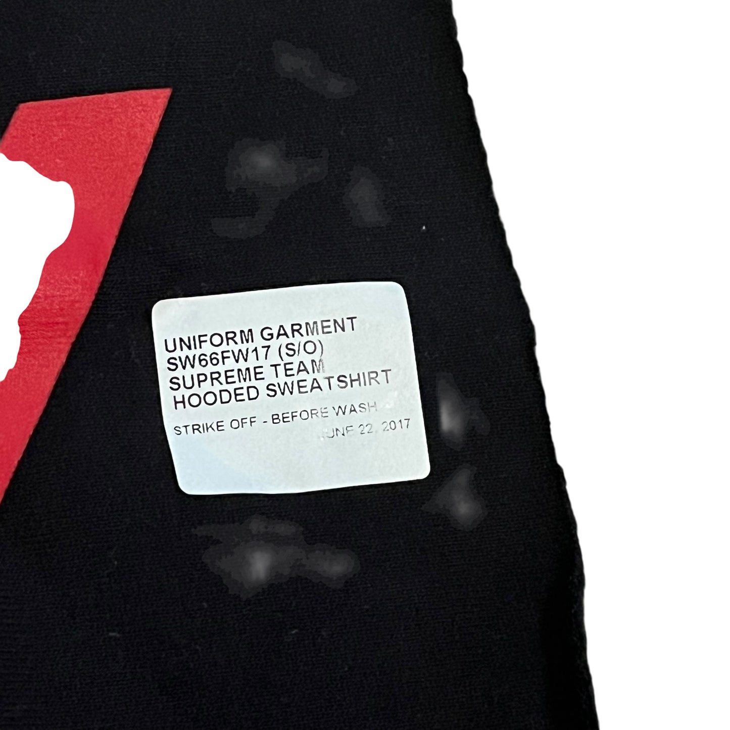 SAMPLE Supreme "GT Team" Sample Fabric Swatch - Black (FW17)