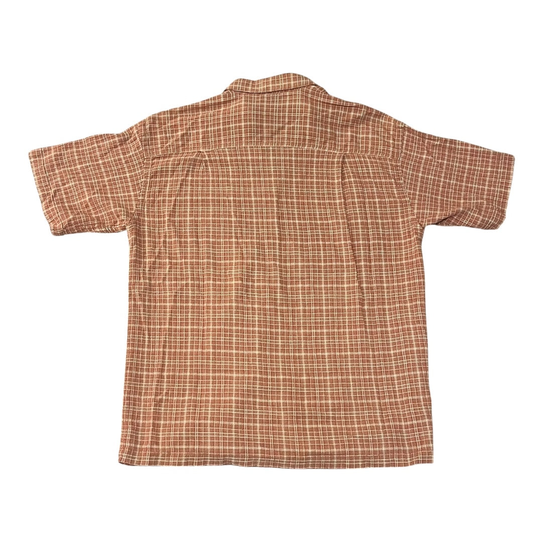 VINTAGE Patagonia Organic Cotton Plaid Button Up Shirt - Orange / Brown (Large)