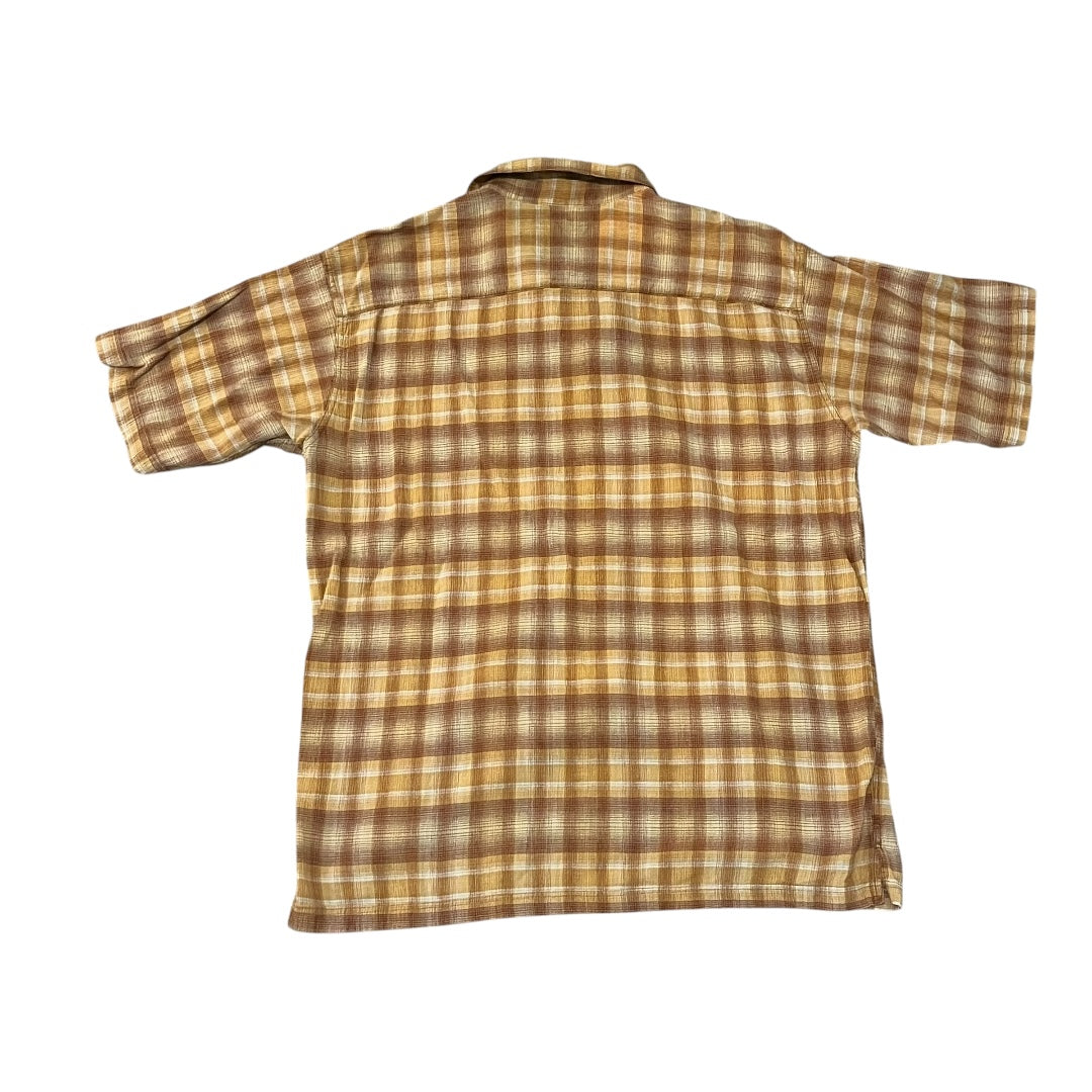 VINTAGE Patagonia Organic Cotton Plaid Button Up Shirt - Yellow / Brown (Large)