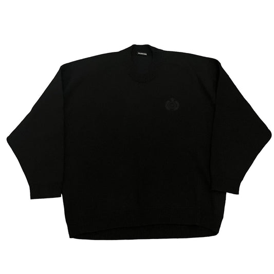 Balenciaga Crest Logo Cashmere Knit Sweater - Black (Large)