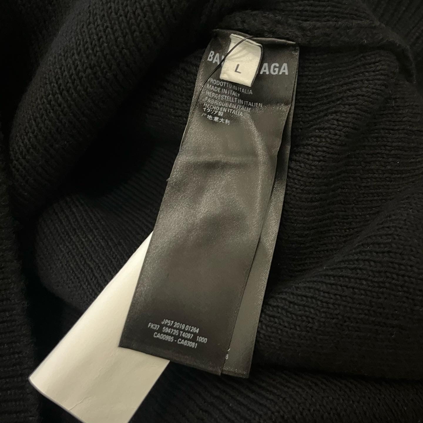 Balenciaga Crest Logo Cashmere Knit Sweater - Black (Large)