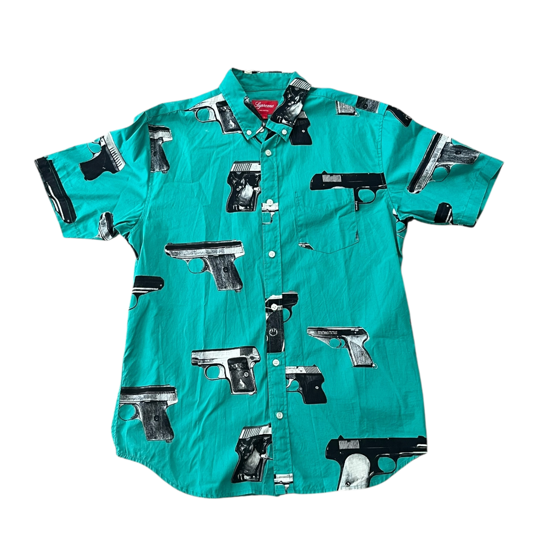 Supreme Guns Button Up Shirt - Teal (Large)