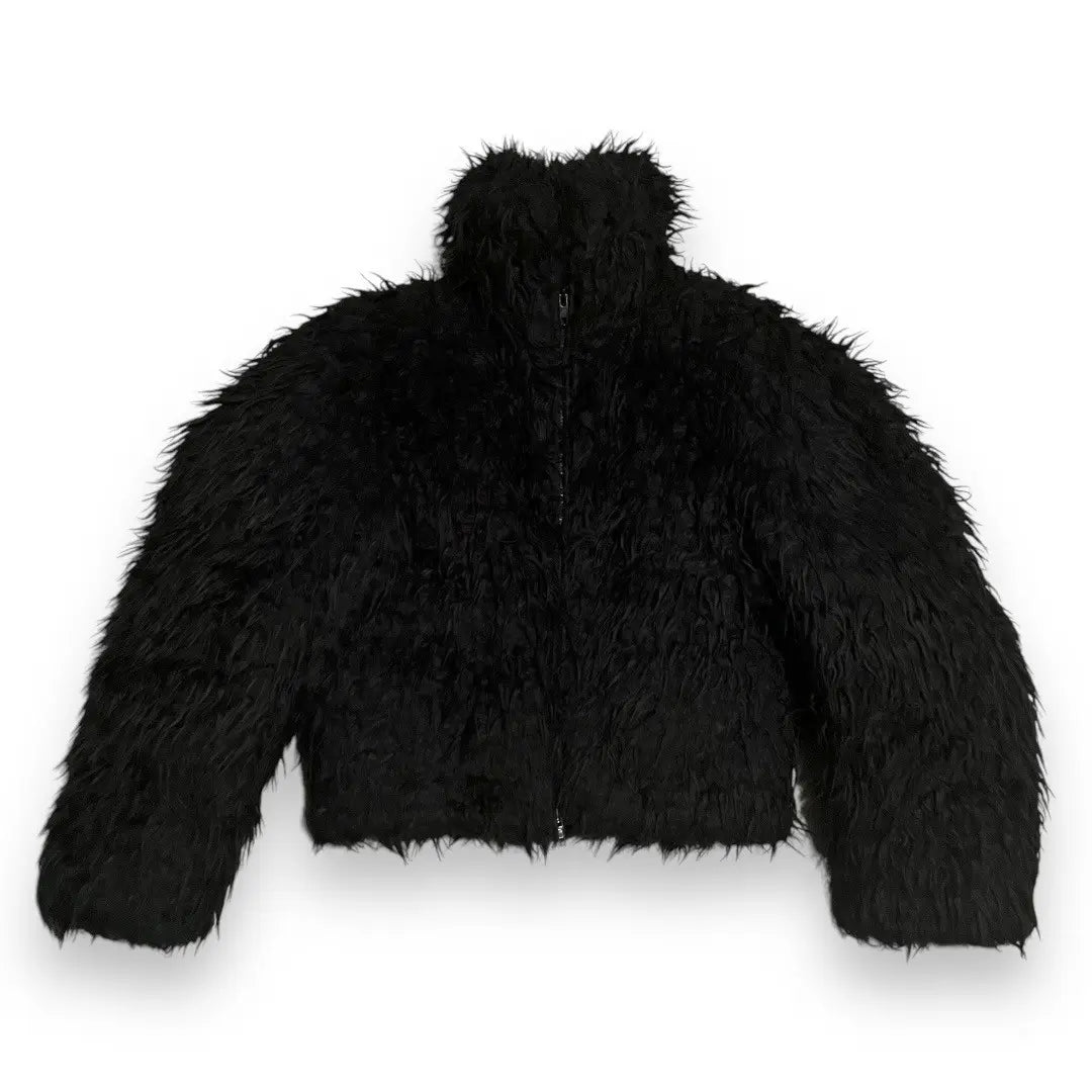 Balenciaga Faux Fur Cropped High Neck Bomber Jacket - AW20 (size 50)