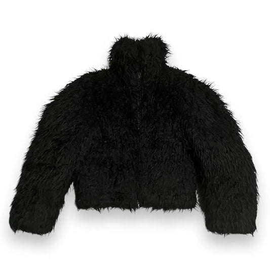 Balenciaga Faux Fur Cropped High Neck Bomber Jacket - AW20 (size 50)