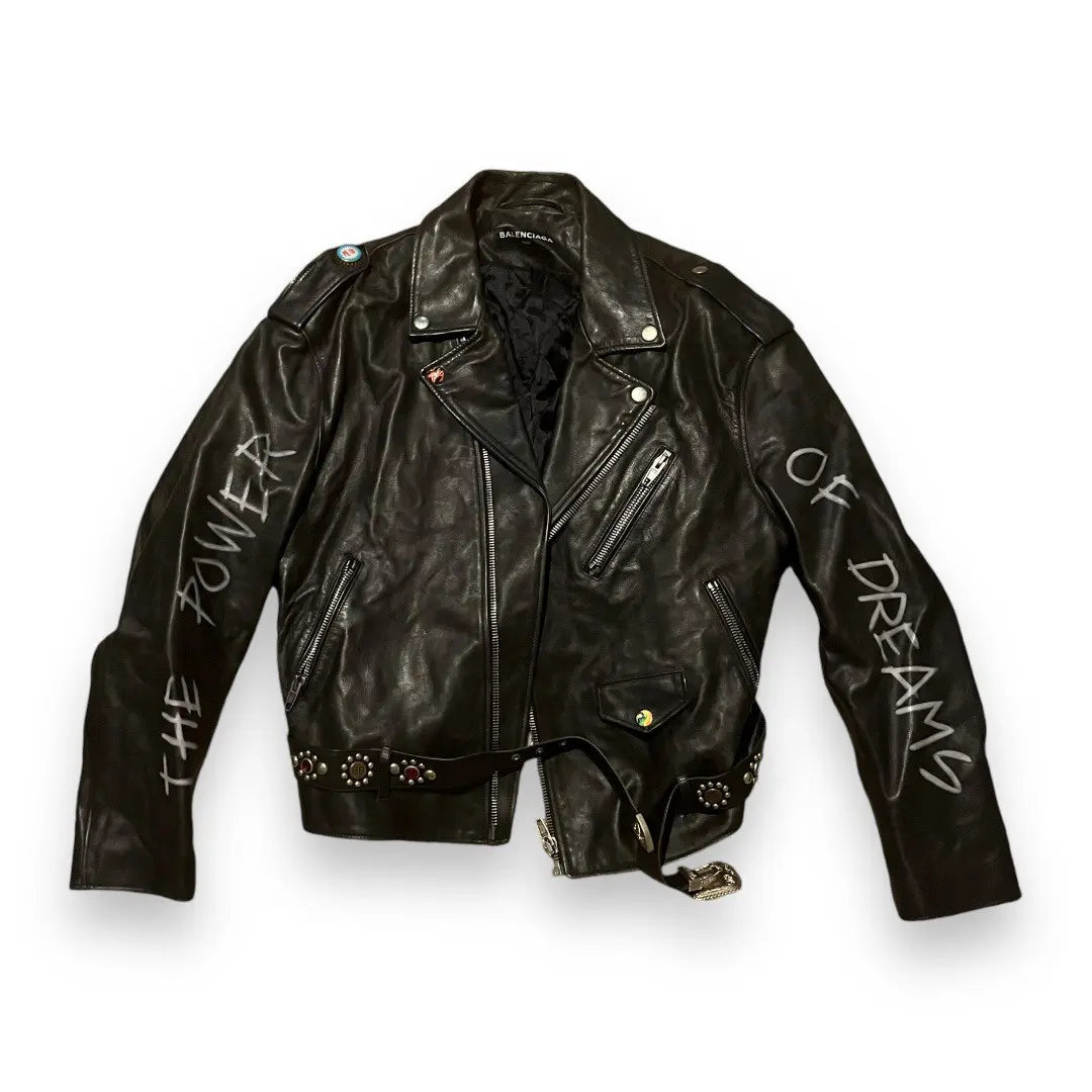 Balenciaga Biker Leather Jacket The Power of Dreams - AW18 (size 48)