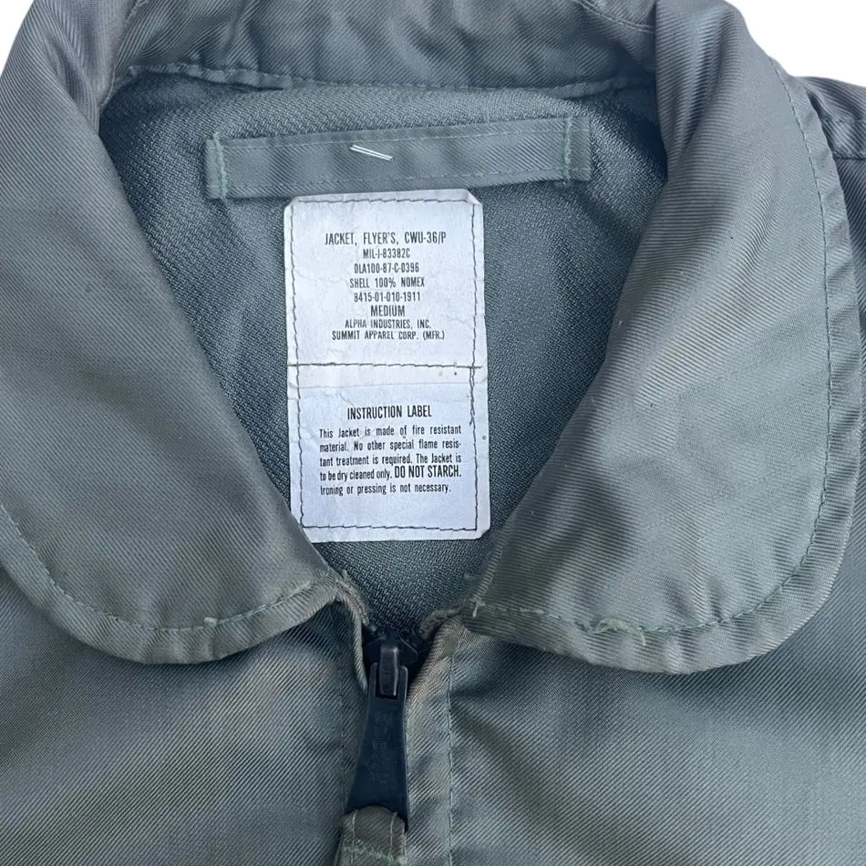 VINTAGE Alpha Industries USAF Flyers Jacket - Grey / Green (Medium)