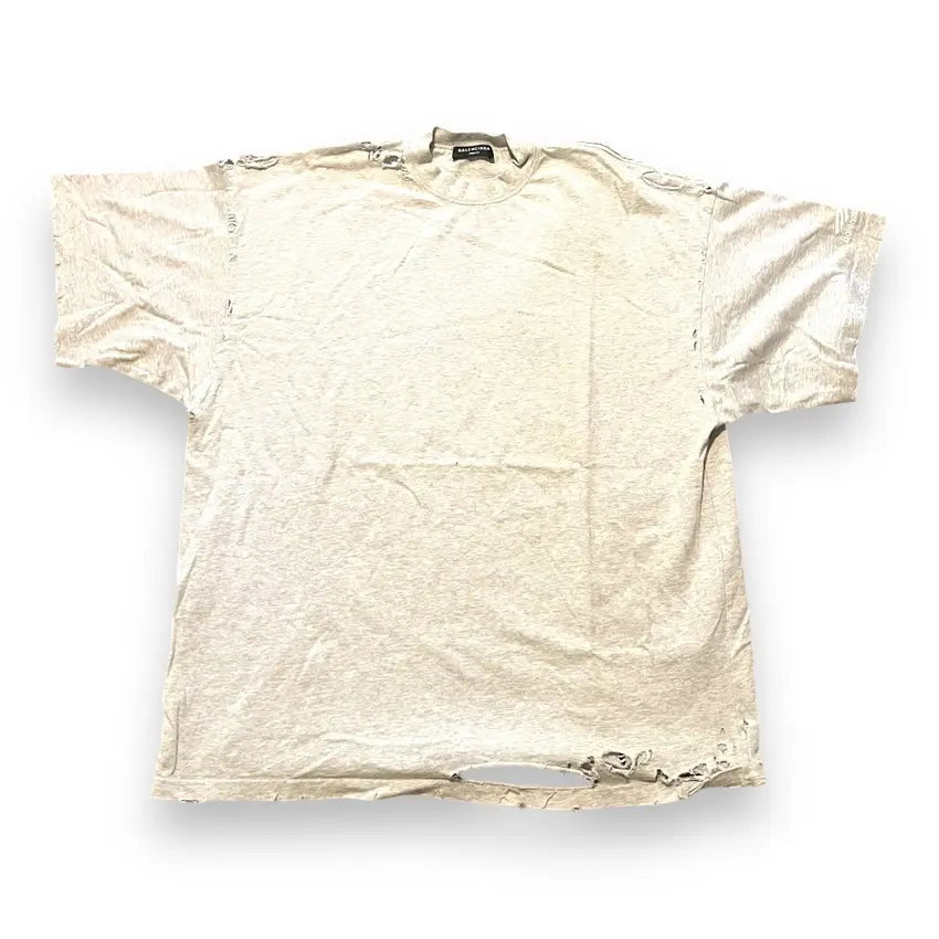 Balenciaga Destroyed T Shirt - Heather Grey (Size 3)