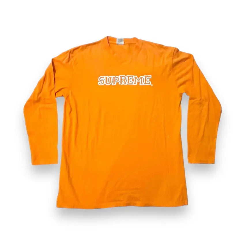 Supreme Cracked Logo Long Sleeve T Shirt - Orange (Large)