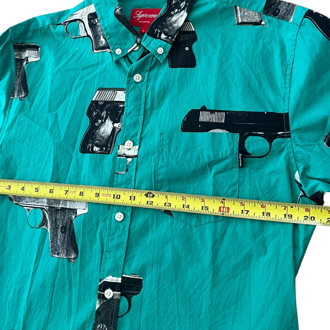 Supreme Guns Button Up Shirt - Teal (Large)