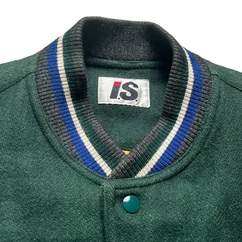 Issey Miyake Sport Wool Varsity Jacket - Grey / Green (Size 9)