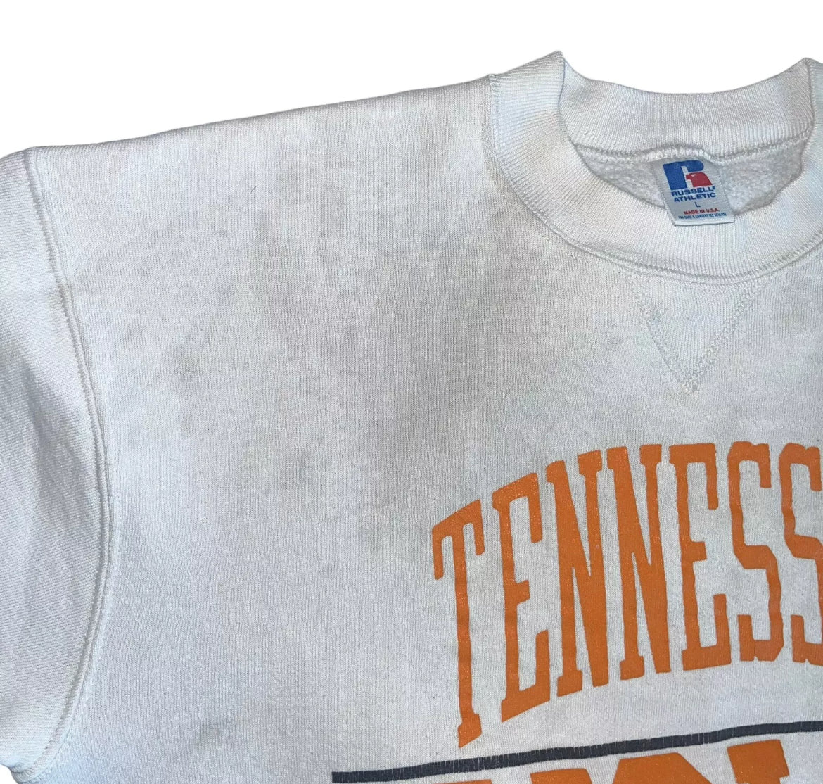VINTAGE Russell Athletic Tennessee Volunteers Sweatshirt - White (Large)