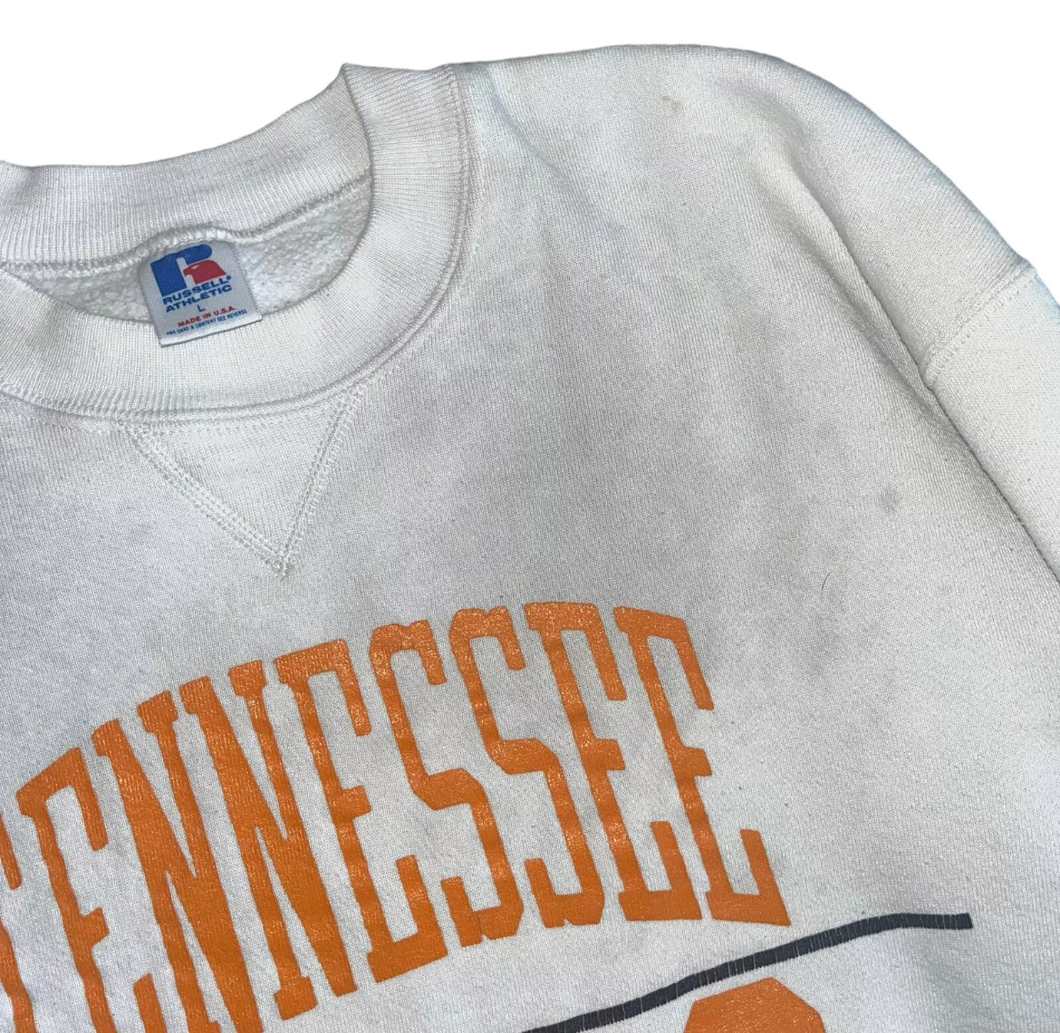 VINTAGE Russell Athletic Tennessee Volunteers Sweatshirt - White (Large)