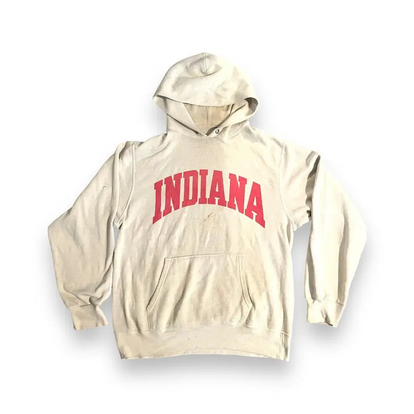VINTAGE Champion Indiana University Hoodie Sweatshirt - White (XL)