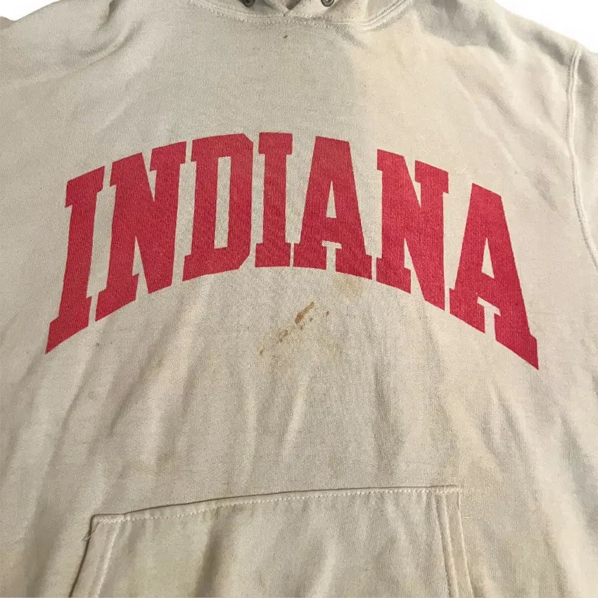 VINTAGE Champion Indiana University Hoodie Sweatshirt - White (XL)