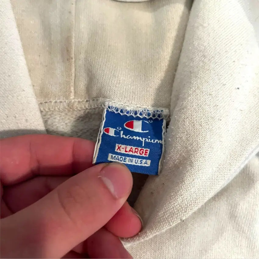 VINTAGE Champion Indiana University Hoodie Sweatshirt - White (XL)