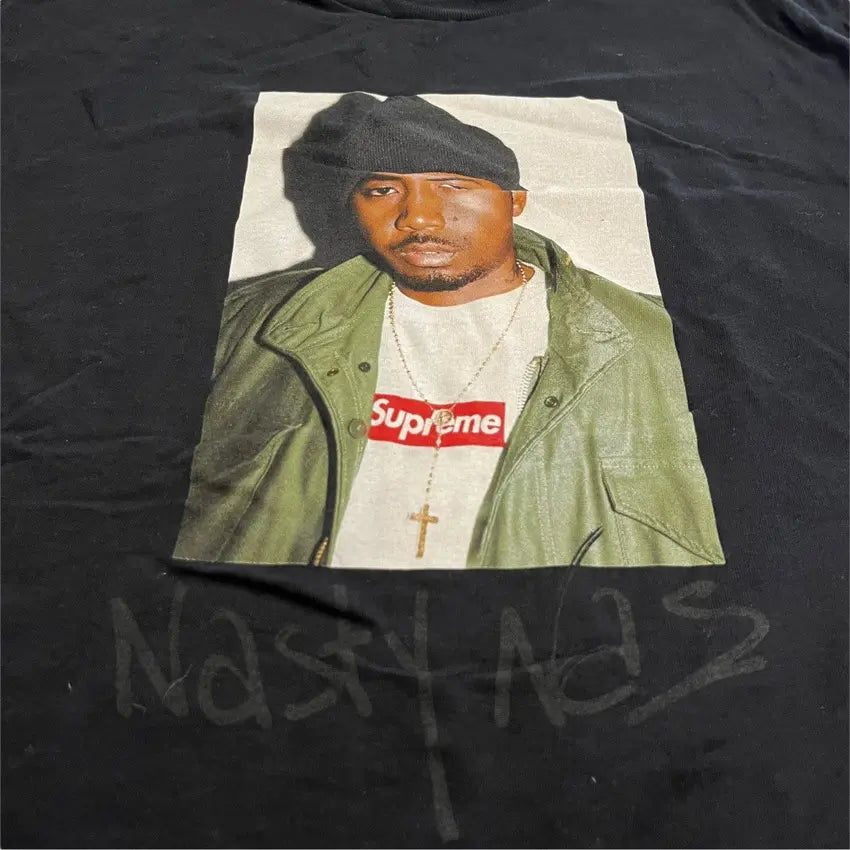 SAMPLE Supreme x Nas Portrait T Shirt - Black (Large)