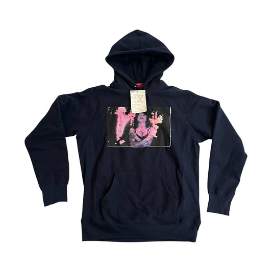 SAMPLE Supreme "Madonna Burning Crosses" Hoodie Sweatshirt - Navy