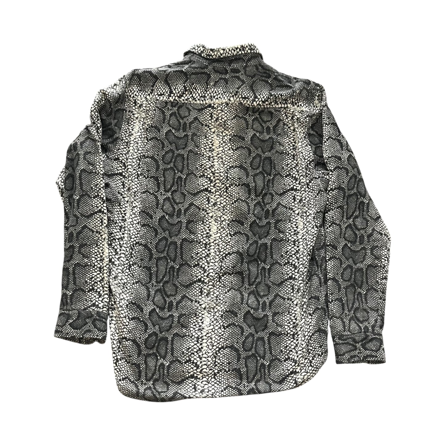 Supreme Snakeskin Print Button Up Flannel Shirt - White / Grey (Large)