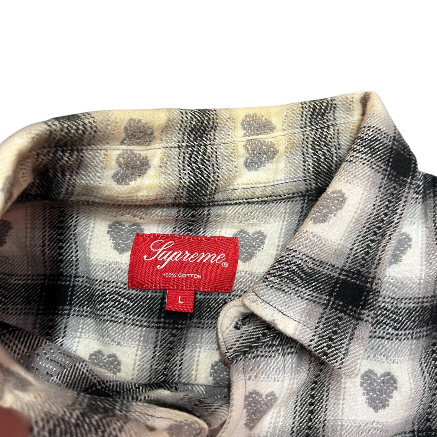 Supreme Hearts Button Down Flannel - Grey (Large)