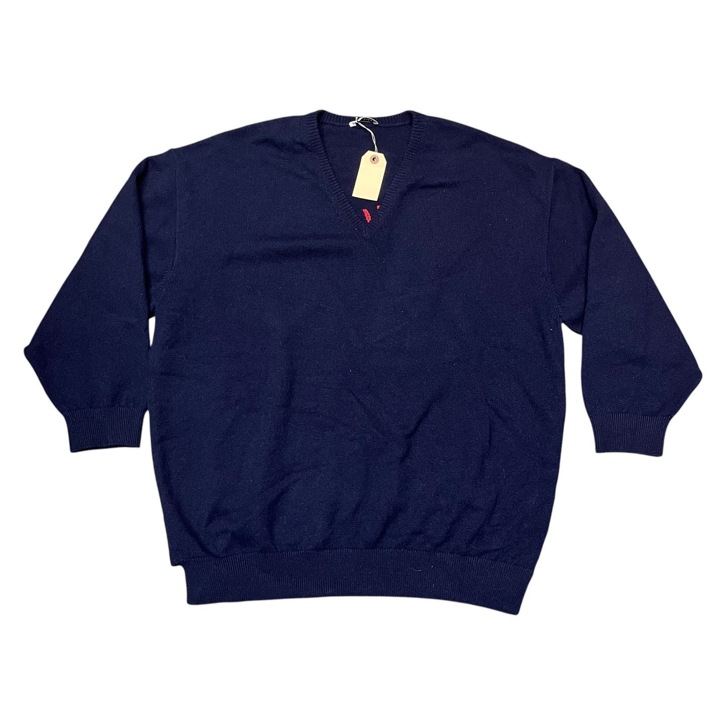 Balenciaga Cashmere Signature V-Neck Knit Sweater - Navy (Large)