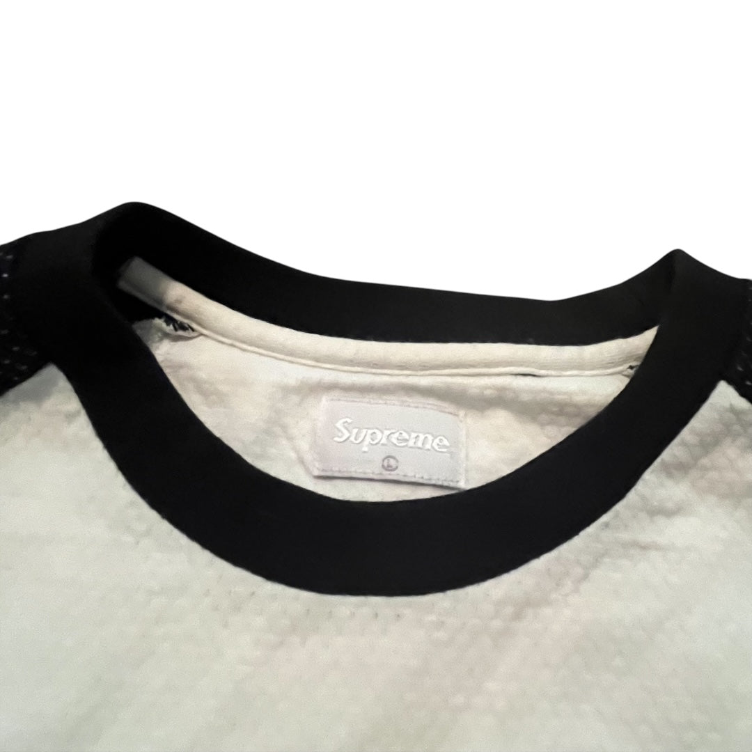 Supreme NY Logo Raglan T Shirt - White / Black (Large)