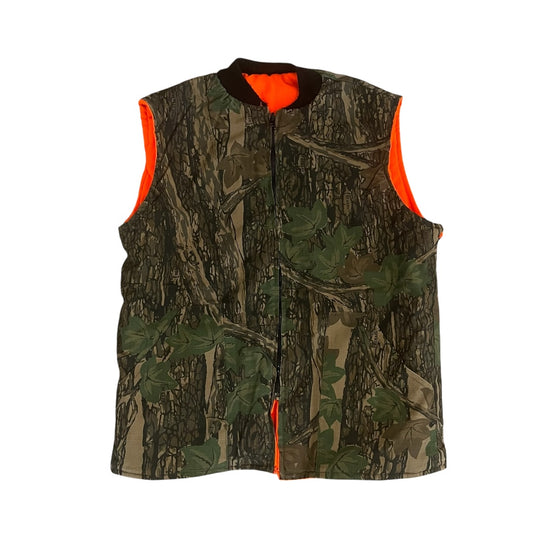 VINTAGE Rebark Reversible Hunting Vest - Tree Camo / Orange (Large)