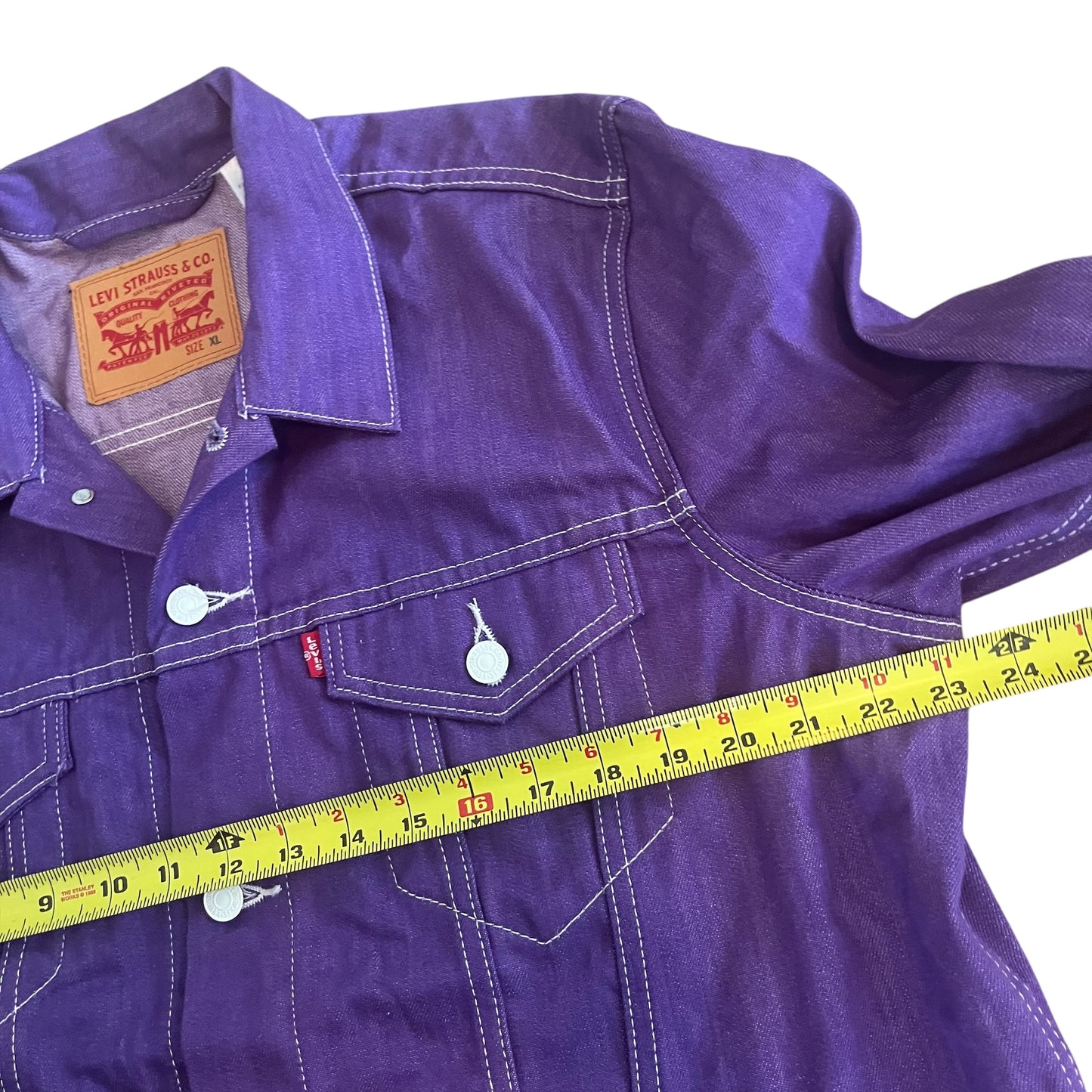 Levi's Contrast Stitching Purple Raw Denim Trucker Jacket (XL)