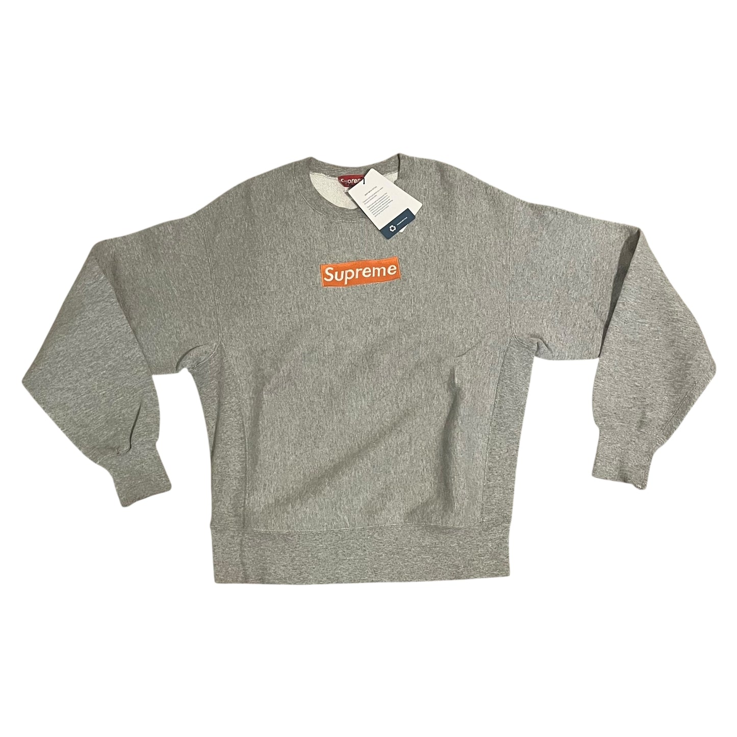 Supreme Orange on Grey Box Logo Sweatshirt (Large)