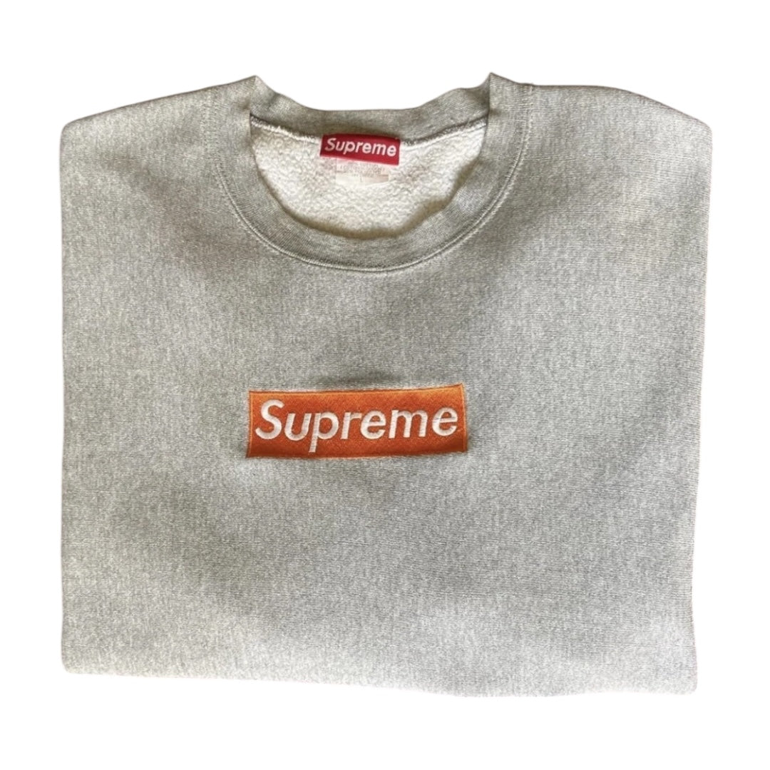 Supreme Orange on Grey Box Logo Sweatshirt (Large)