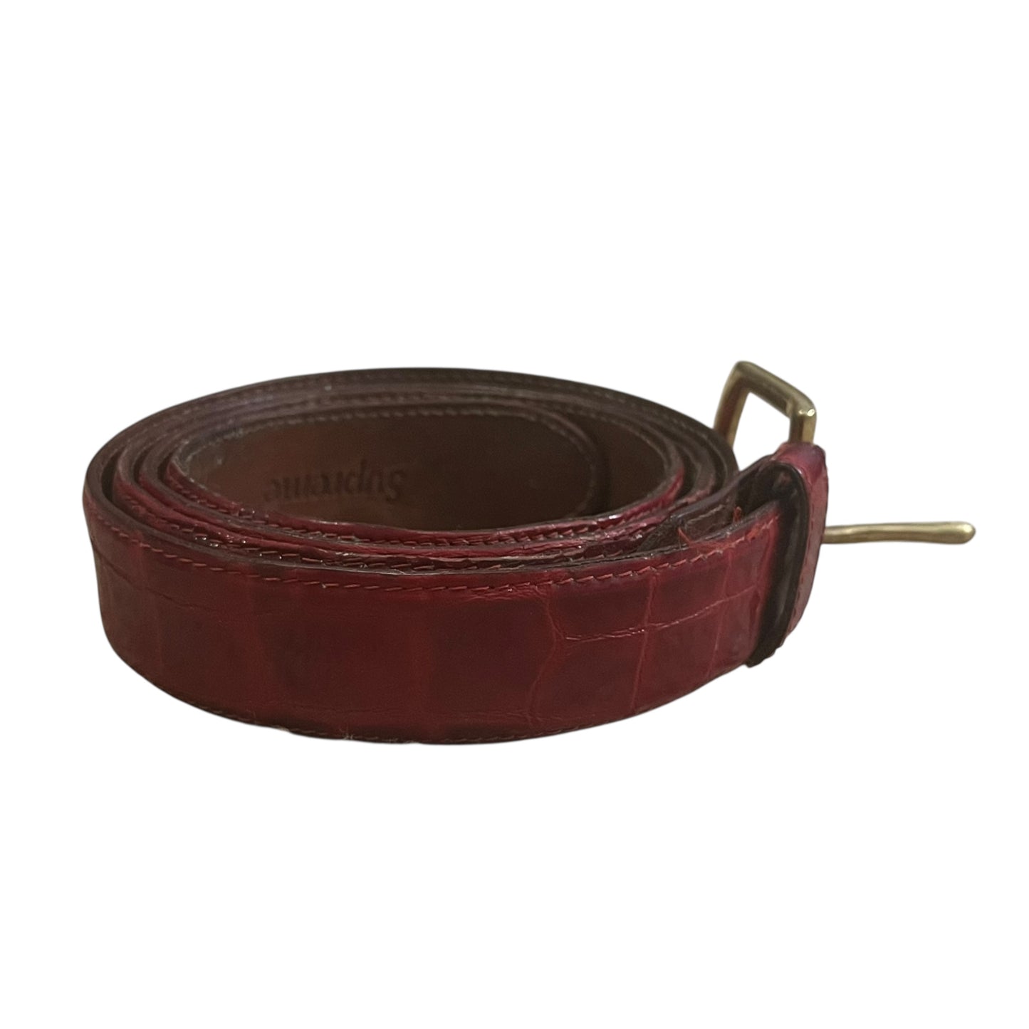 Supreme Croc Leather Belt - L / XL (Red)