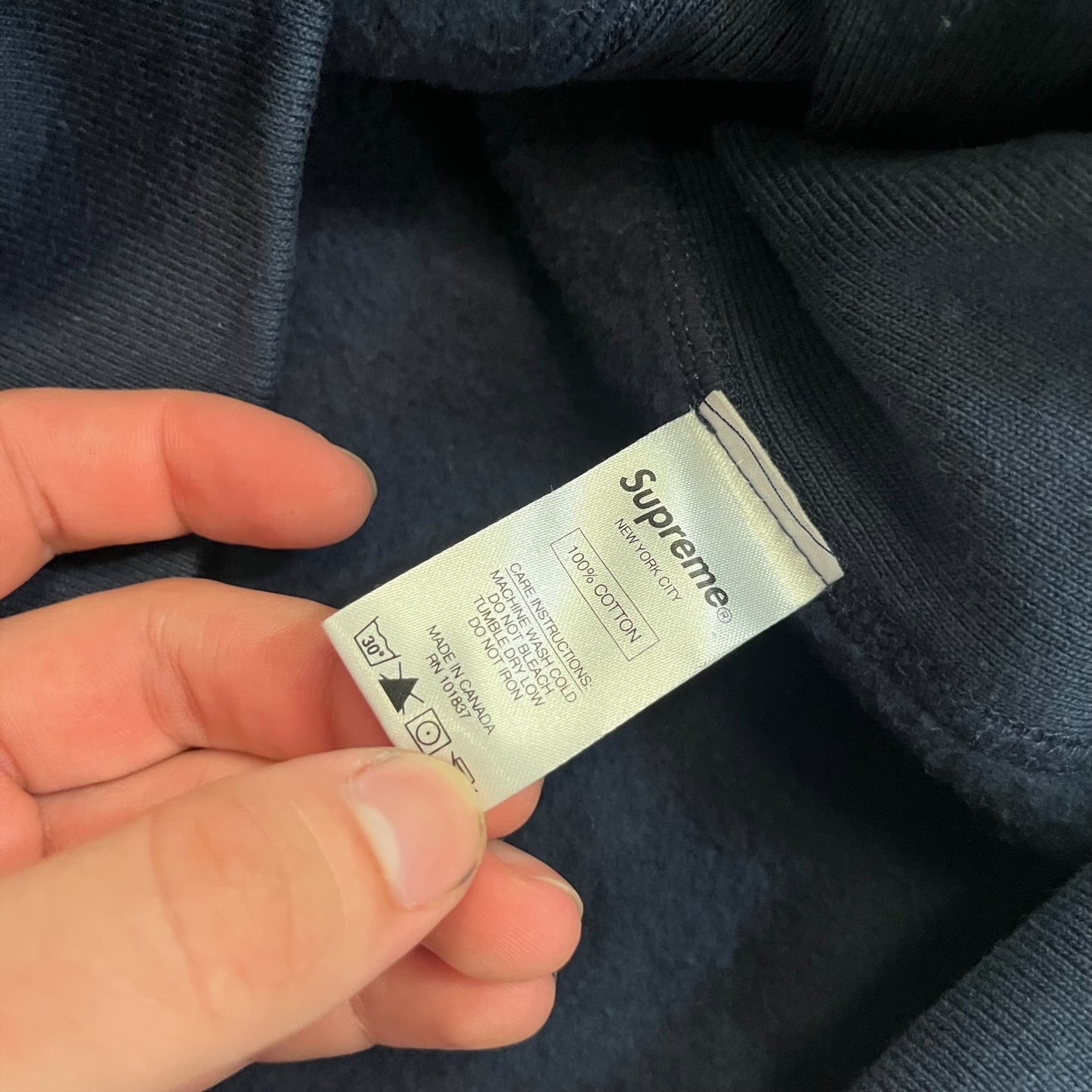 SAMPLE Supreme "Madonna Burning Crosses" Hoodie Sweatshirt - Navy