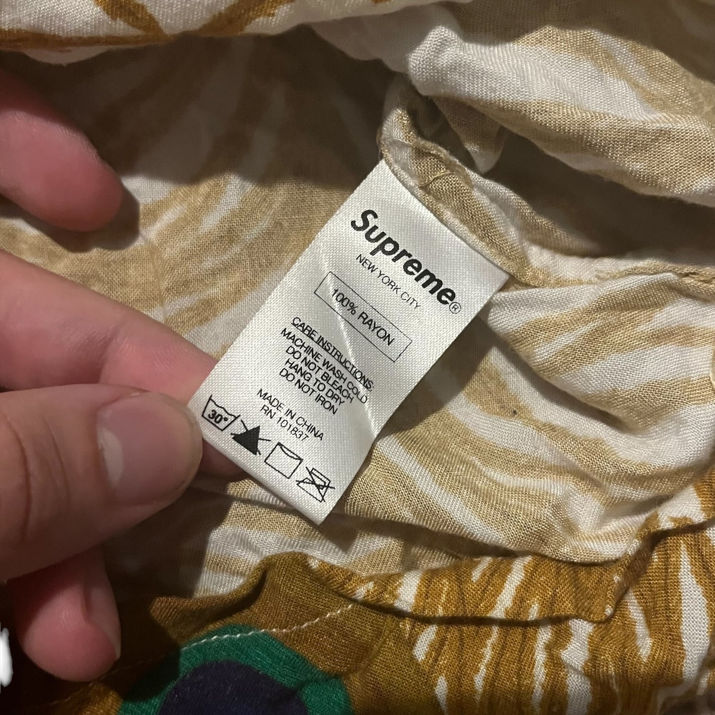 Supreme Peacock Rayon Shirt - Yellow (SS16)