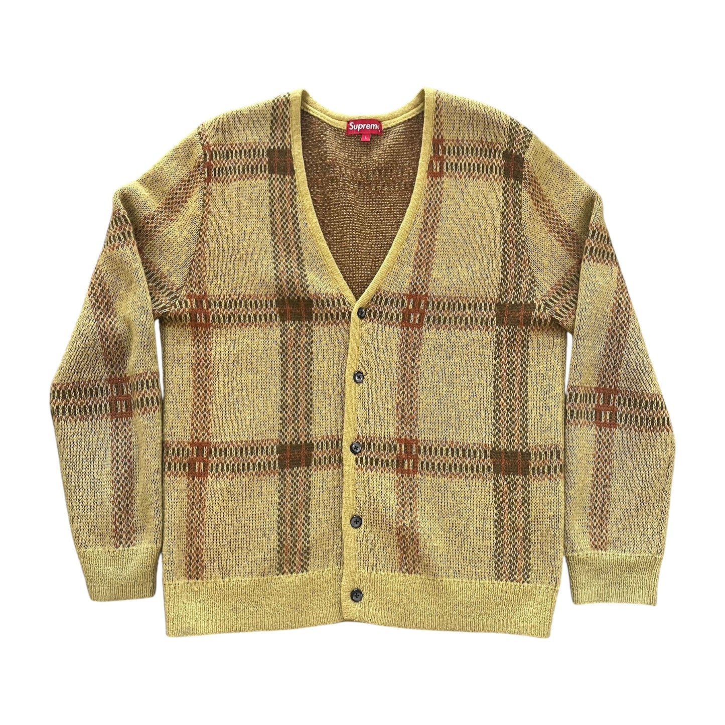 Supreme Plaid Mohair Cardigan - Yellow (Large)