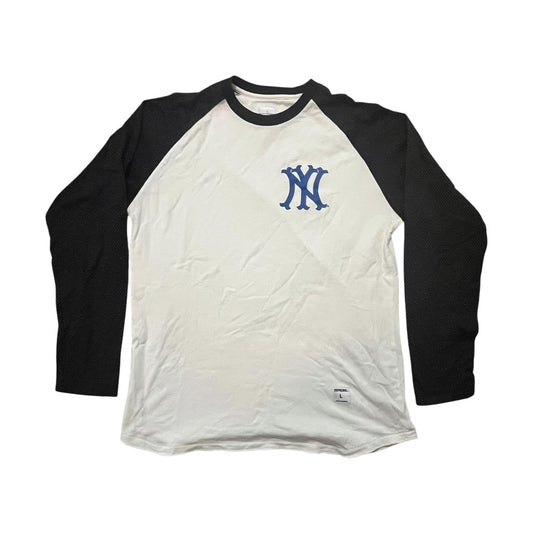 Supreme NY Logo Raglan T Shirt - White / Black (Large)