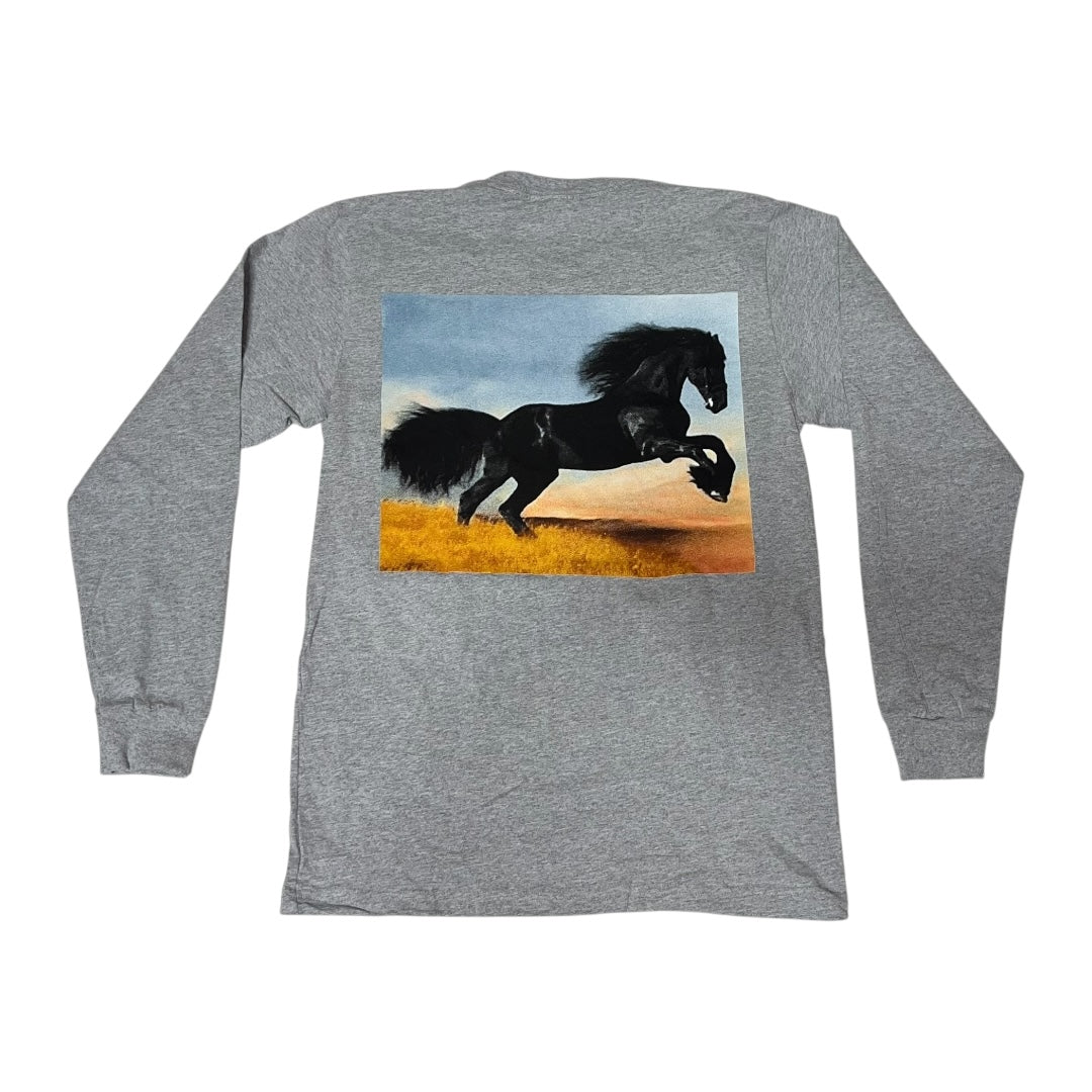 Supreme Stallion Long Sleeve T Shirt - Heather Grey