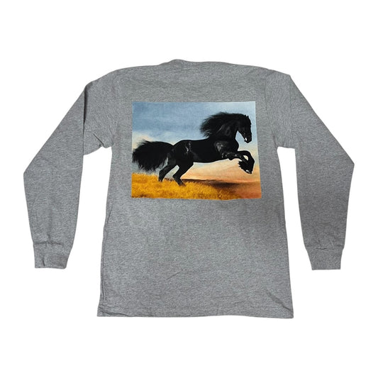 Supreme Stallion Long Sleeve T Shirt - Heather Grey