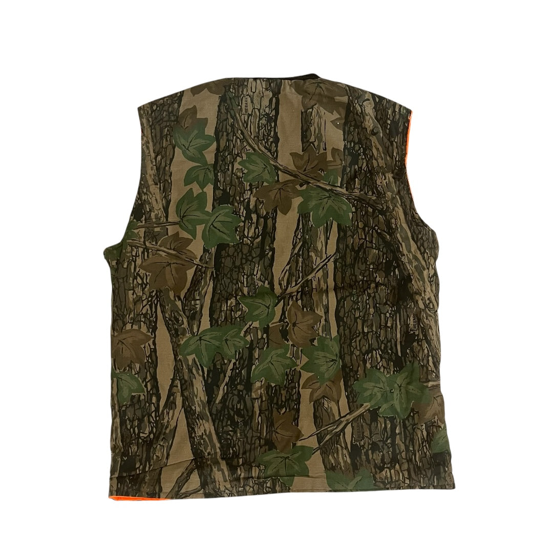VINTAGE Rebark Reversible Hunting Vest - Tree Camo / Orange (Large)