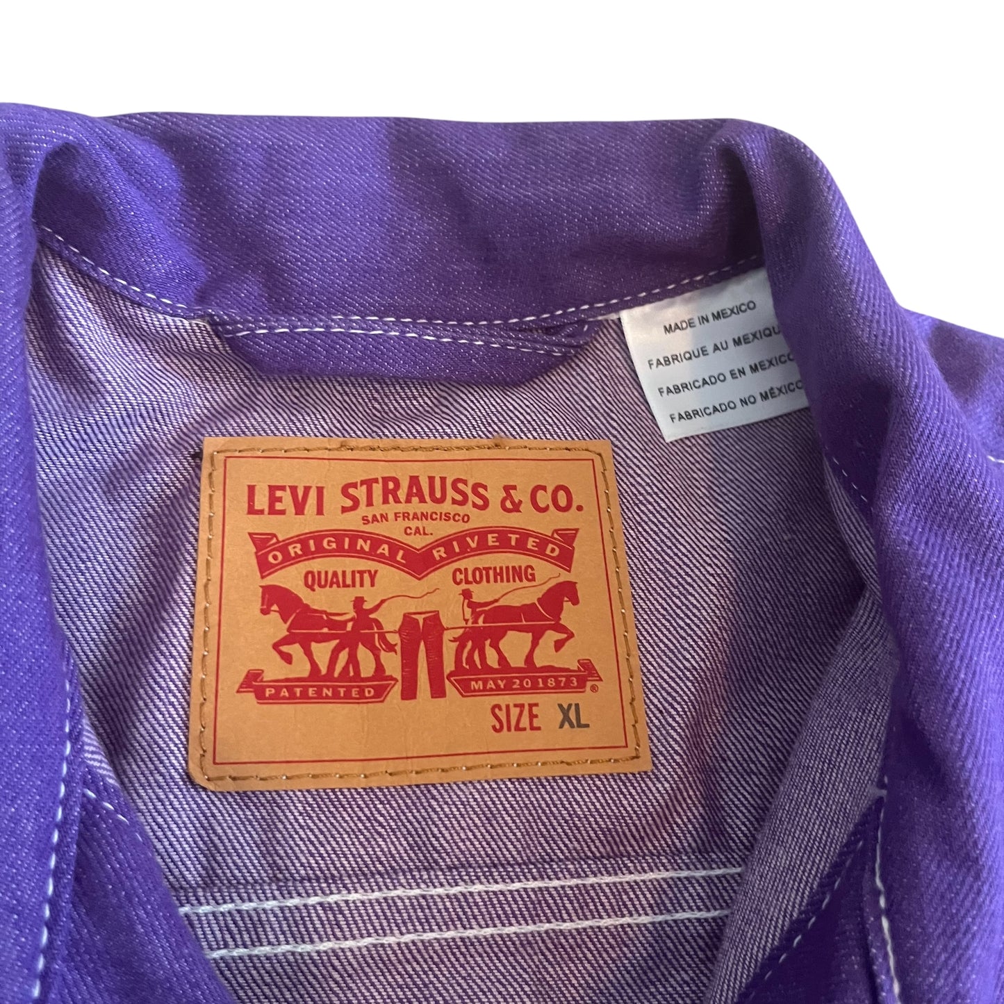 Levi's Contrast Stitching Purple Raw Denim Trucker Jacket (XL)