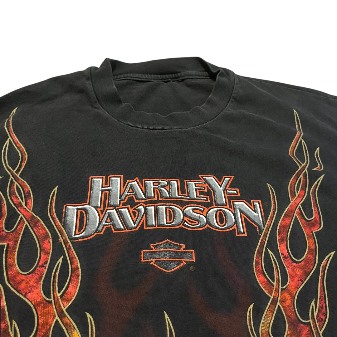 VINTAGE Harley Davidson Flames Long Sleeve T Shirt (XL)