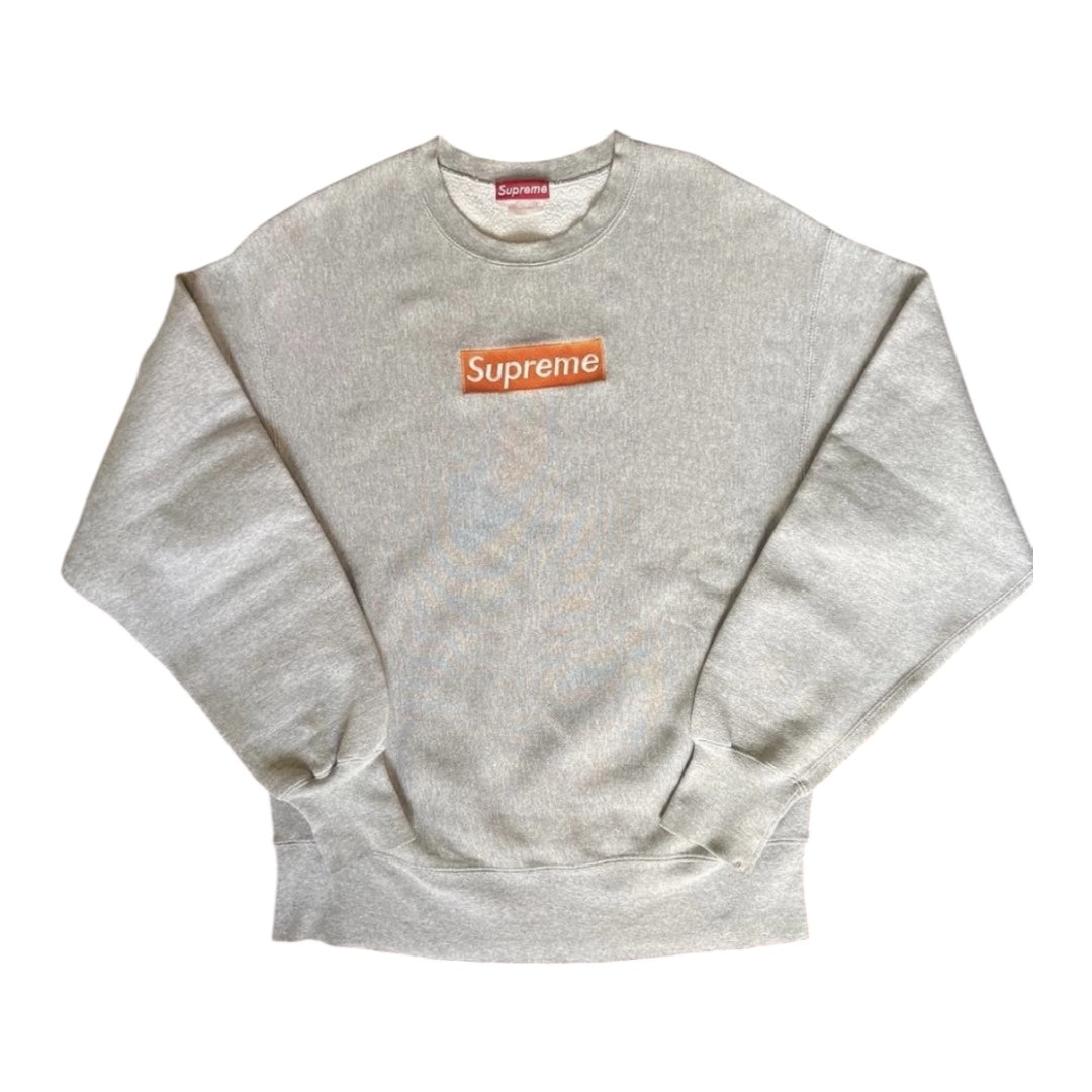Supreme Orange on Grey Box Logo Sweatshirt (Large)