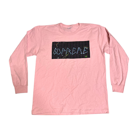 Supreme Blade Grid Long Sleeve T Shirt - Pink