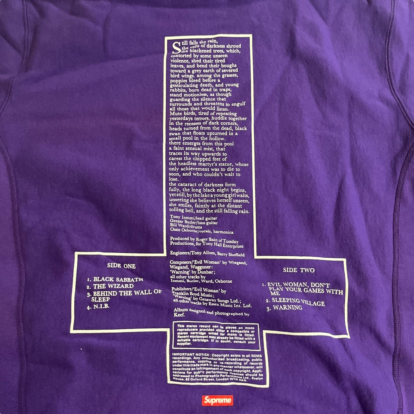 SAMPLE Supreme x Black Sabbath Hoodie Sweatshirt - Purple